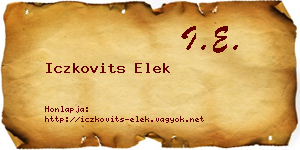 Iczkovits Elek névjegykártya