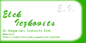 elek iczkovits business card